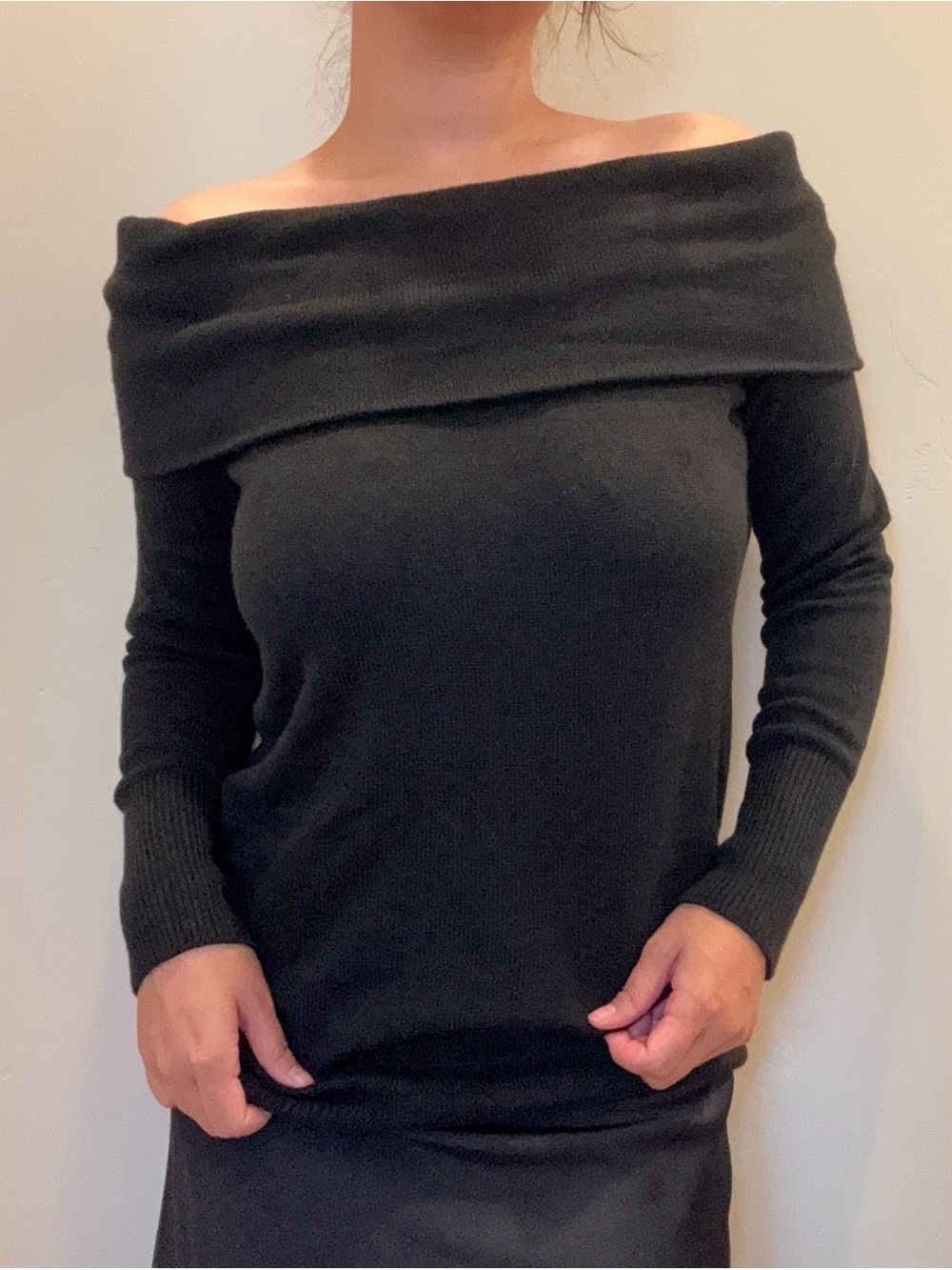 LOFT Off-Shoulder Black Sweater